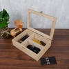 Premium Pine Tea Box Organizer Varnishing Wood Tea Chest with Acrylic Window