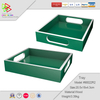 Wooden Tray With Handles Green Rectangle Serving Tray