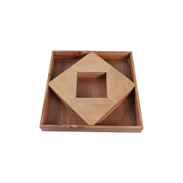 Hammont Five Sections Wooden Tray - 2 Pack - 10.5”x10.5”x1.22" - Square Wood Serving Tray with Five Unique Designed Compartments