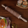 Embossed Wooden Rolling Pin Engraved Embossing Beech Rolling Pins with Flower Pattern for Baking Cookies, Kitchen DIY Tool for Kids Adults