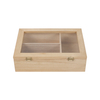 Premium Pine Tea Box Organizer Varnishing Wood Tea Chest with Acrylic Window