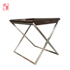 Wooden Folding Tray Tables Portable Breakfast Dinner Serving Laptop Tray Side End Table Space Saving Design Compact Foldable Wooden Tray Stand