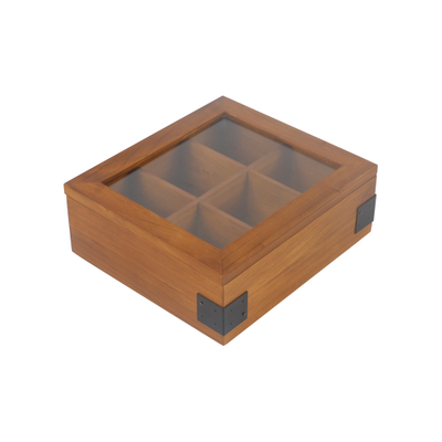 Premium Pine Tea Box Organizer Lacquered with Wood Tea Chest Acrylic Window