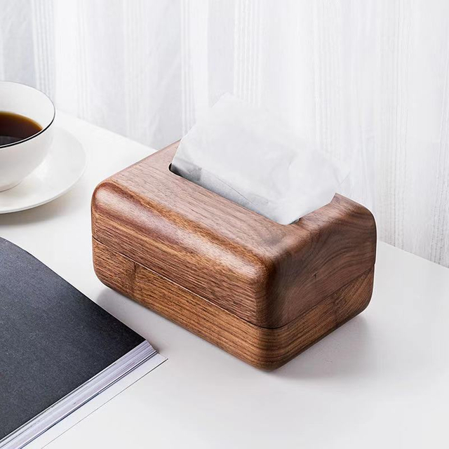 Bulking Wood Tissue Box Cover for Disposable Paper Facial Tissues, Wooden Rectangular Tissue Box Holder for Storage on Bathroom Vanity, Countertop, Bedroom Dresser, Night Stand, Desk