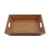 MDF Wooden Tray Dark cherry veneer Brown Esthetic Decorative Serving Tray with Handles for Drinks and Food