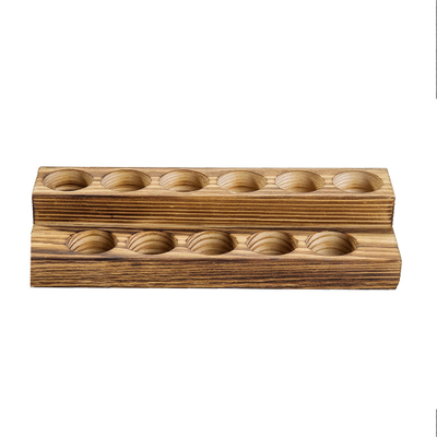 MyGift 2-Tier Rustic Burnt Wood 11-Bottle Essential Oil Display Stands, Set of 2