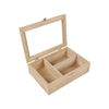 Premium Pine Tea Box Organizer Varnishing Wood Tea Chest with Acrylic Window