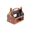 BOTTLE CADDY Drink Local Beer Caddy with Handle And Metal Bottle, Opener, 4pcs Coaster, Large, Brown