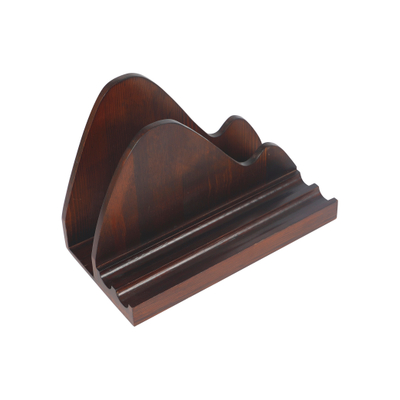 Rubber wood Chinese Classical Style Brown Lacquered Office Stationery New Design Desktop Pen Pencil Holder File Mail Organizer