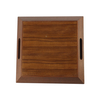 MDF Wooden Tray Dark cherry veneer Brown Esthetic Decorative Serving Tray with Handles for Drinks and Food