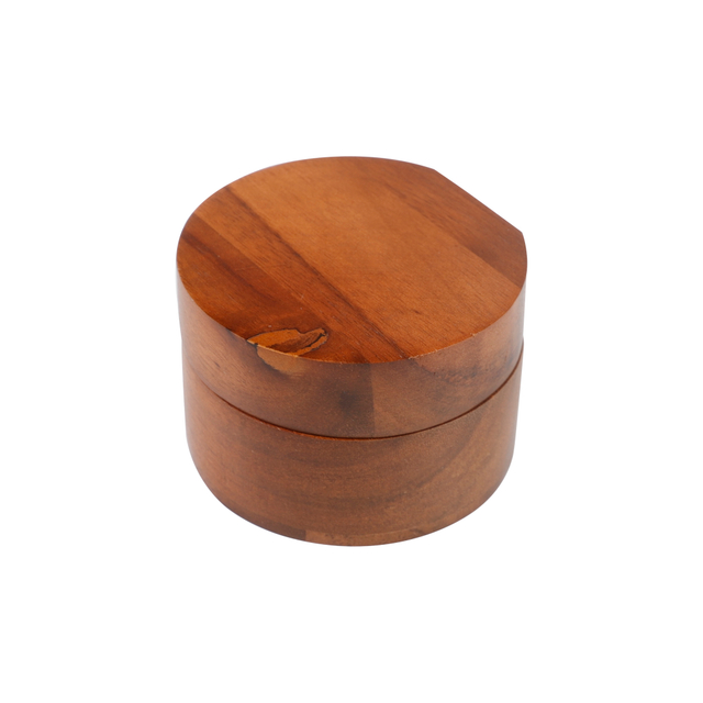 Round Solid Maple Wood Varnishing Wooden Ring Boxes with Hinge for Proposal, Engagement, Birthday, Wedding, Ceremony, Gift