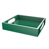 Wooden Tray With Handles Green Rectangle Serving Tray