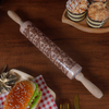 Embossed Wooden Rolling Pin Engraved Embossing Beech Rolling Pins with Flower Pattern for Baking Cookies, Kitchen DIY Tool for Kids Adults