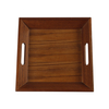 MDF Wooden Tray Dark cherry veneer Brown Esthetic Decorative Serving Tray with Handles for Drinks and Food