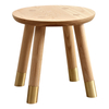 Handcraft Solid Ash Wood Stool for Kids, Adult Doorway Shoe Changing Stool, Living Room Read Rest Seat, Round Individual Low Stool