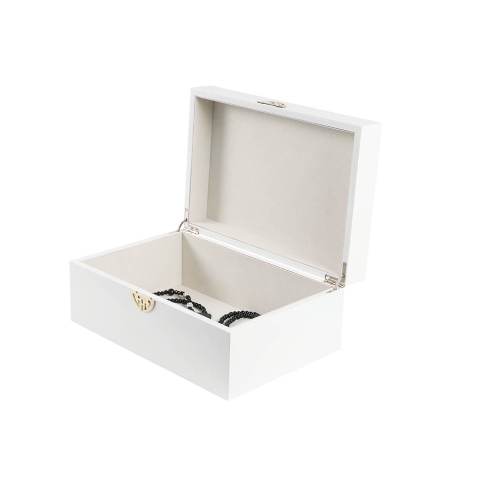 Decorative White Wooden Box with Hinged Lid for Gift Storage from China
